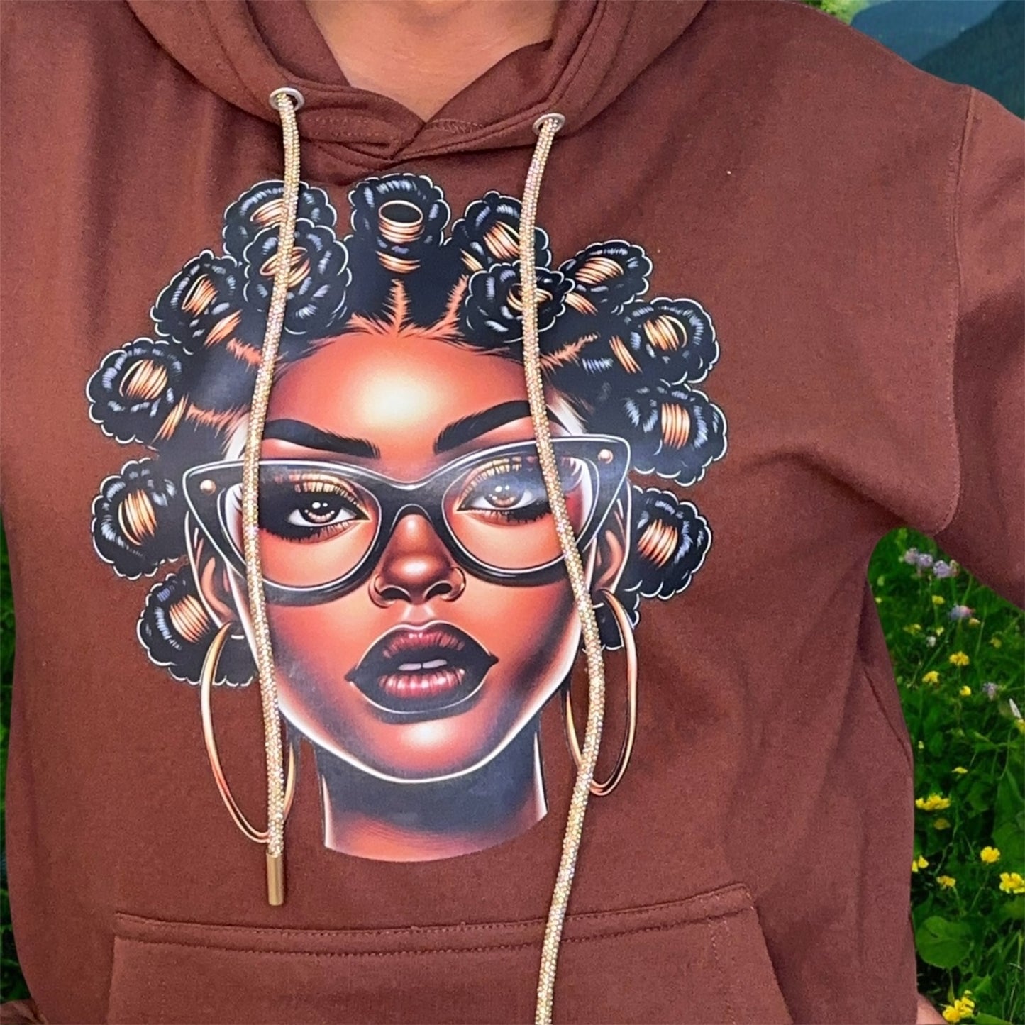the Bantu Knot brown hoodie
