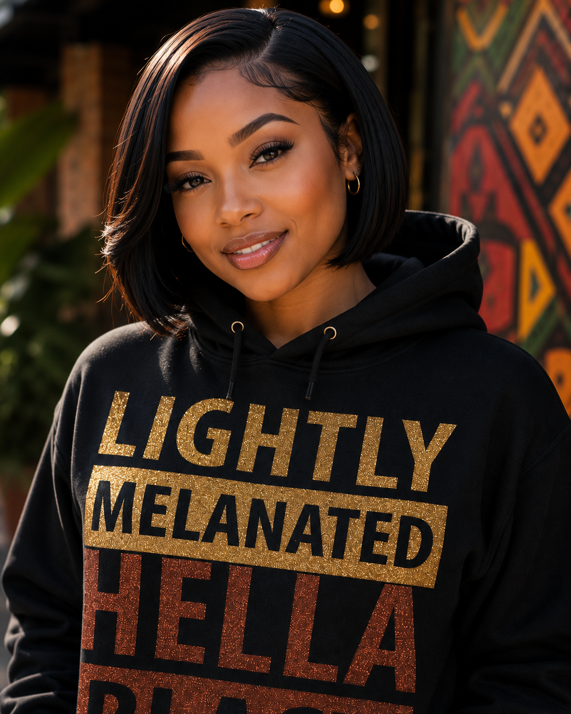 Lightly Melanated Hella Black HOODIE