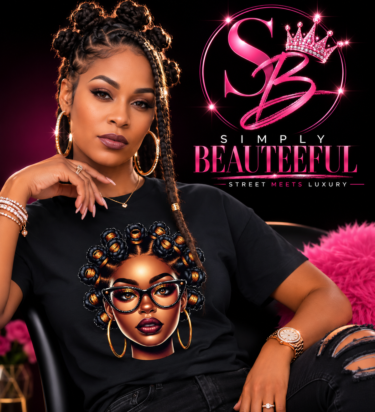 BANTU KNOT T-SHIRT (BLACK)