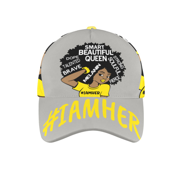 #IAMHER BASEBALL CAP (GRAY WITH YELLOW)