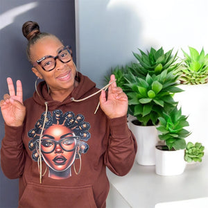 the Bantu Knot brown hoodie