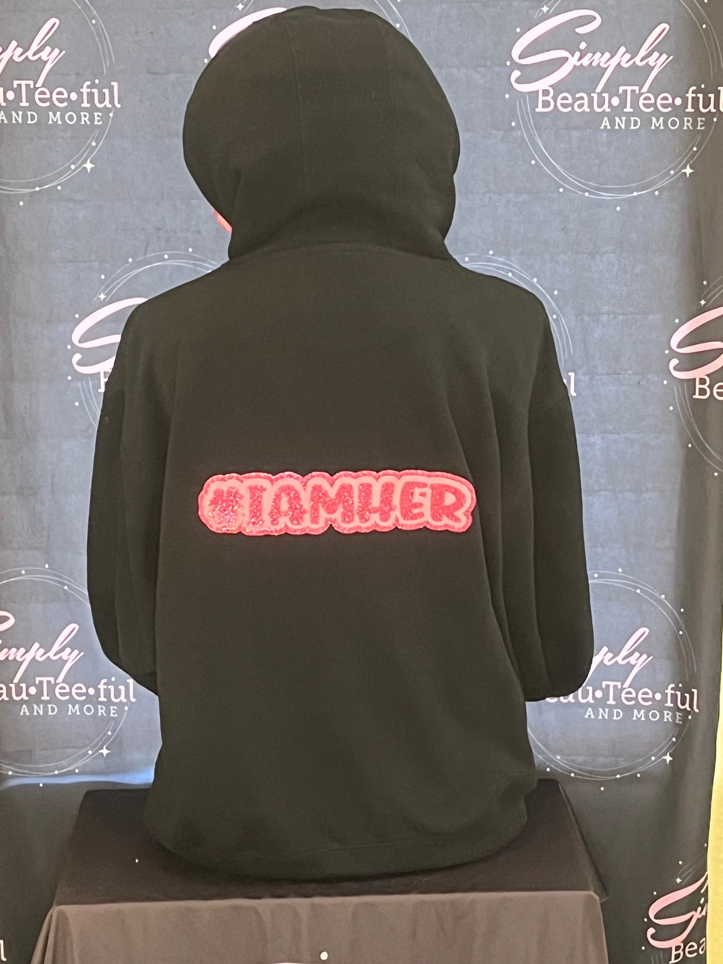 #IAMHER BLACK HOODIE WITH PINK