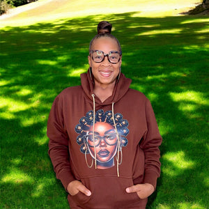 the Bantu Knot brown hoodie