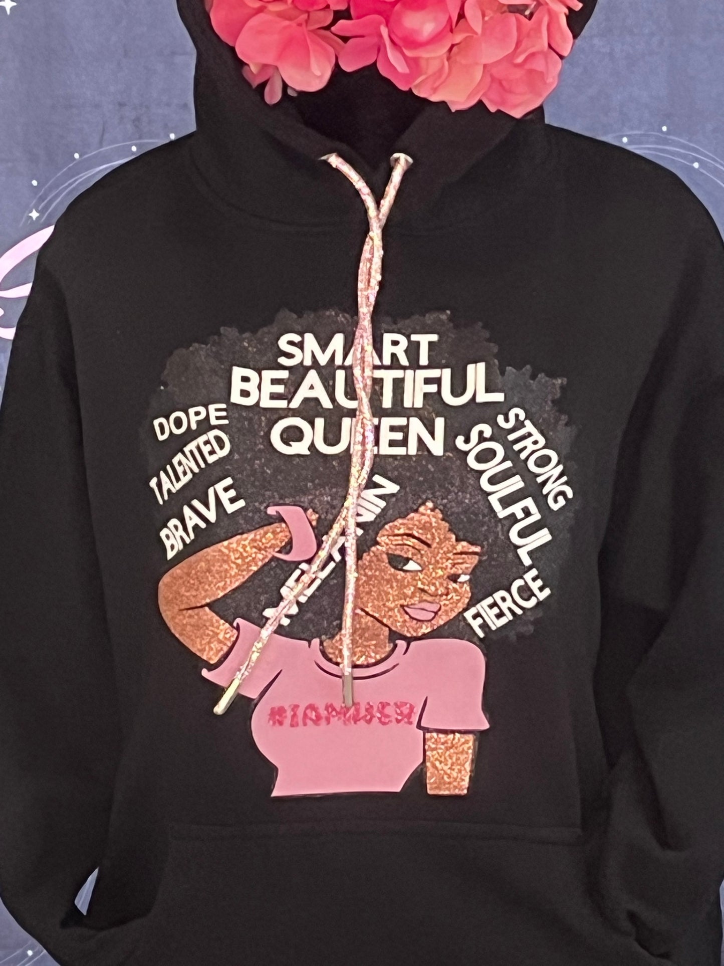 #IAMHER BLACK HOODIE WITH PINK