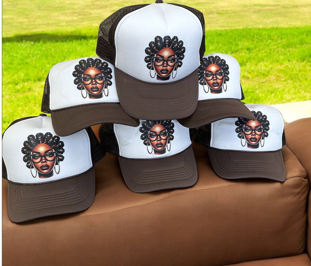 Bantu knot trucker cap