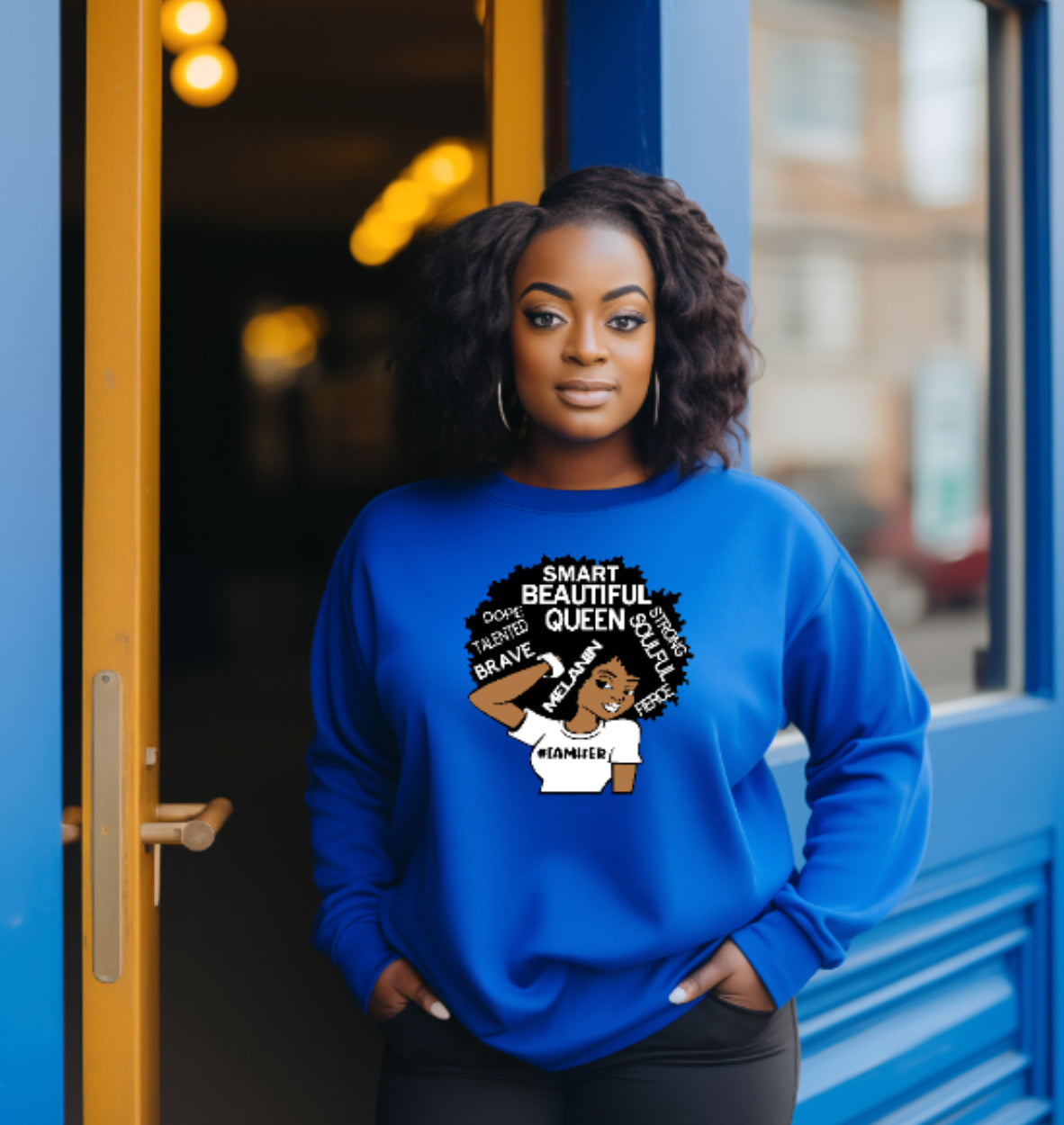 #IAMHER Royal Blue Sweatshirt, white image