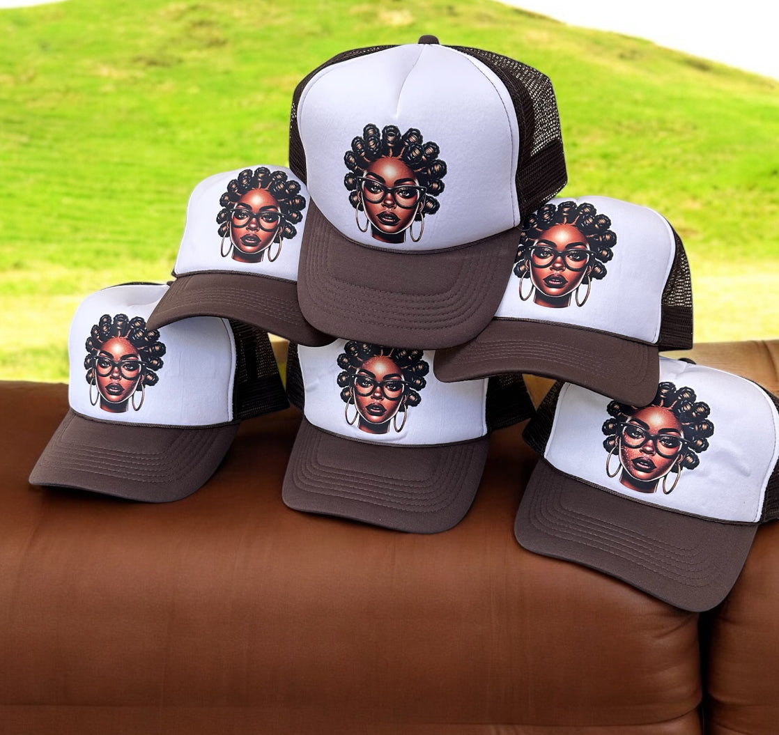 Bantu knot trucker cap