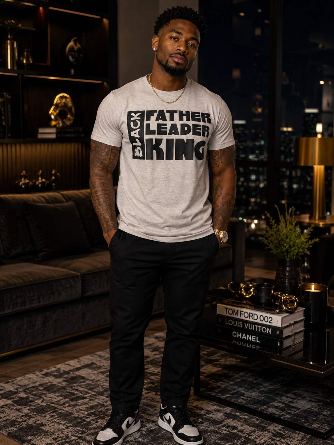 Black,Father,leader,King T-SHIRT