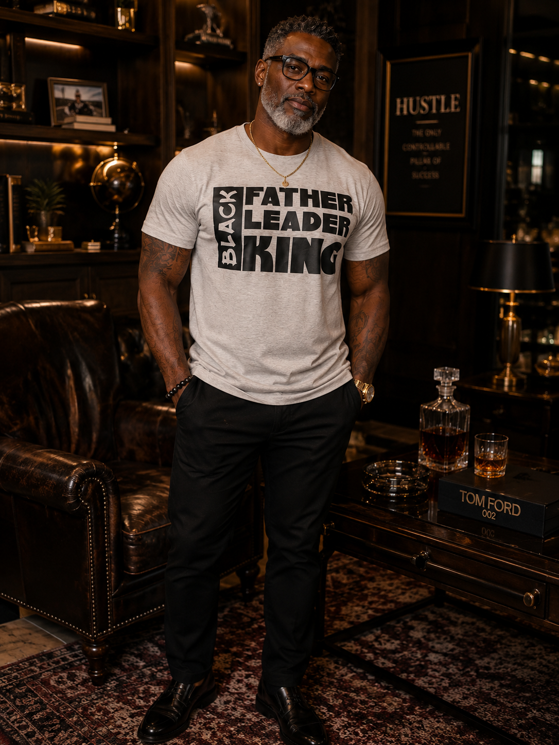 Black,Father,leader,King T-SHIRT