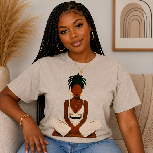 Peace Within Graphic T-Shirt | Melanin Meditation Tee | Women’s Inspirational Lifestyle Shirt