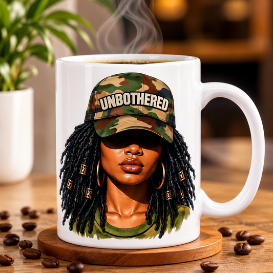 “Unbothered” Queen Ceramic Coffee Mug | Double-Sided