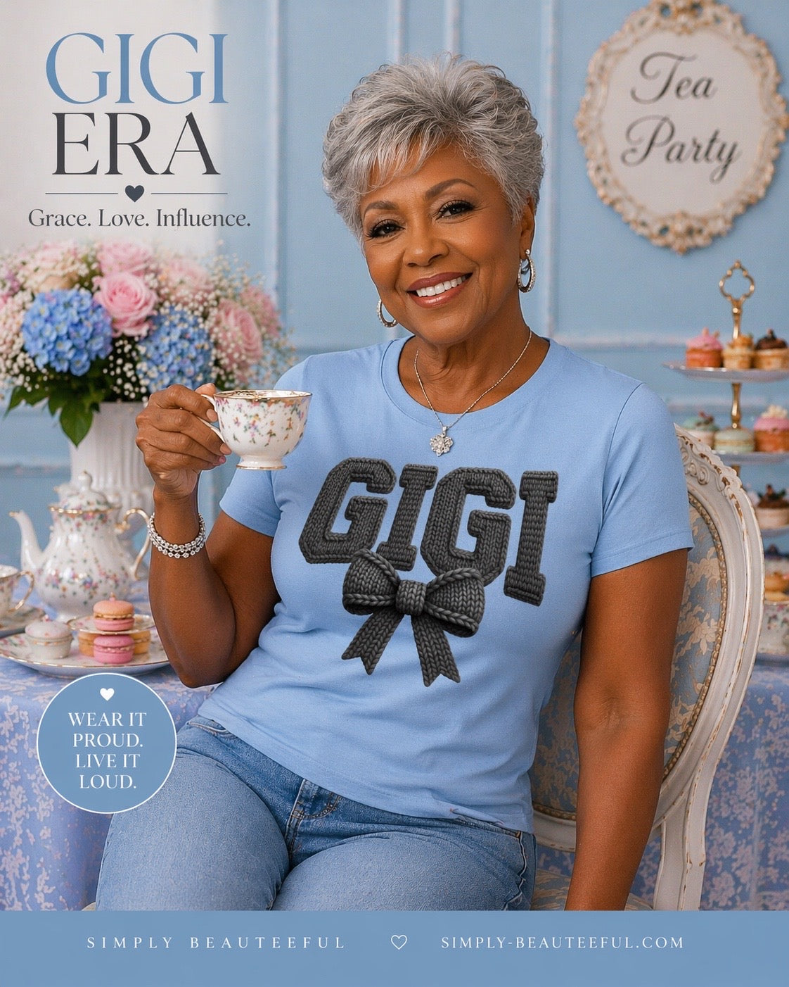 Baby Blue “GIGI” Statement Tee – Casual Chic Edition