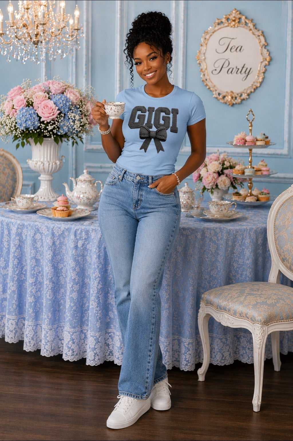 Baby Blue “GIGI” Statement Tee – Casual Chic Edition