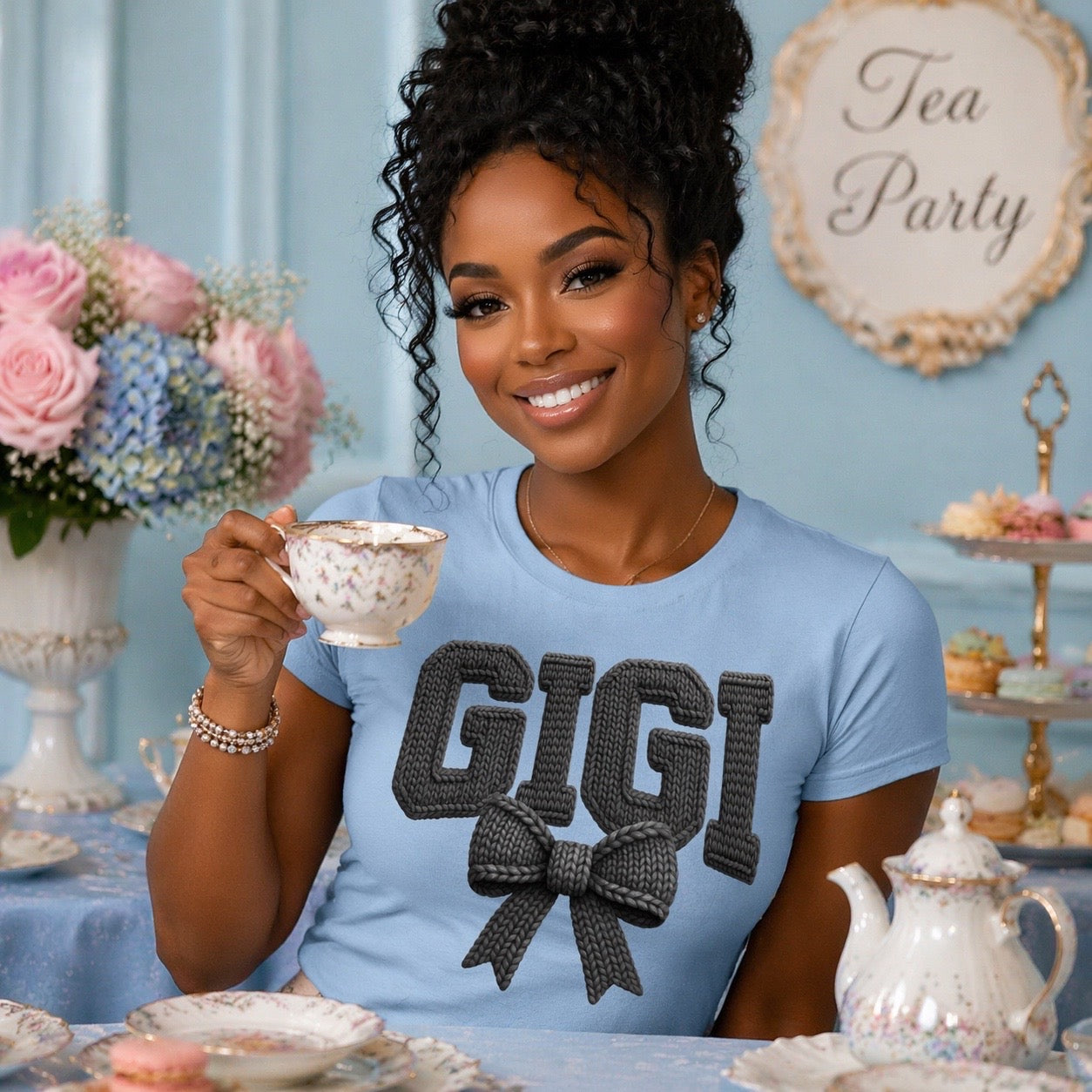 Baby Blue “GIGI” Statement Tee – Casual Chic Edition