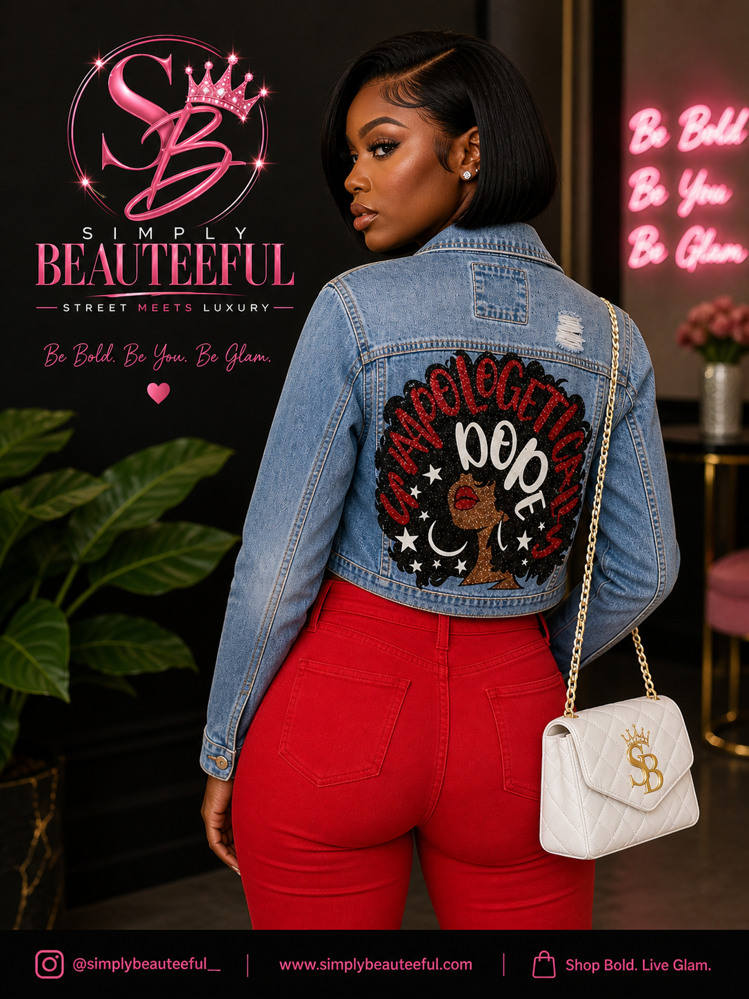 UNAPOLOGETICALLY DOPE DEMIN JACKET (Red)