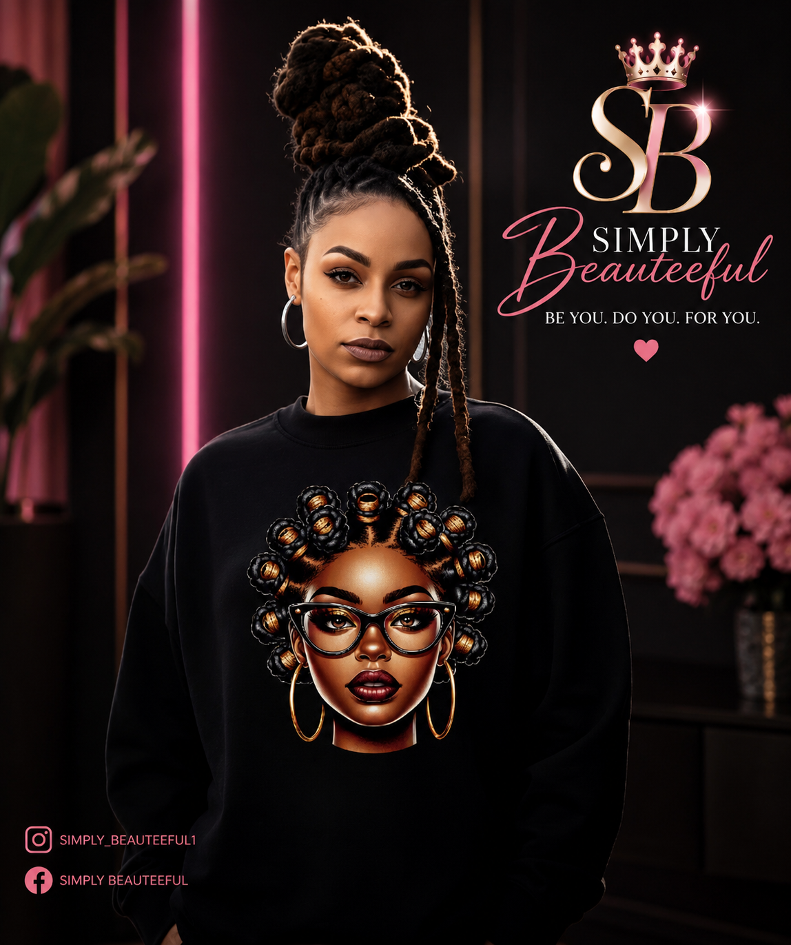 BANTU KNOT BLACK SWEATSHIRT