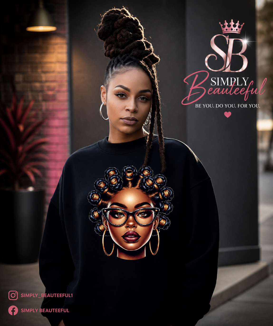 BANTU KNOT BLACK SWEATSHIRT